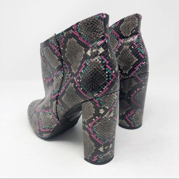 BRECKELLE’S | Snake Animal Print Side Zip Boots Booties Gray Pink Teal Size 7 - Picture 5 of 11
